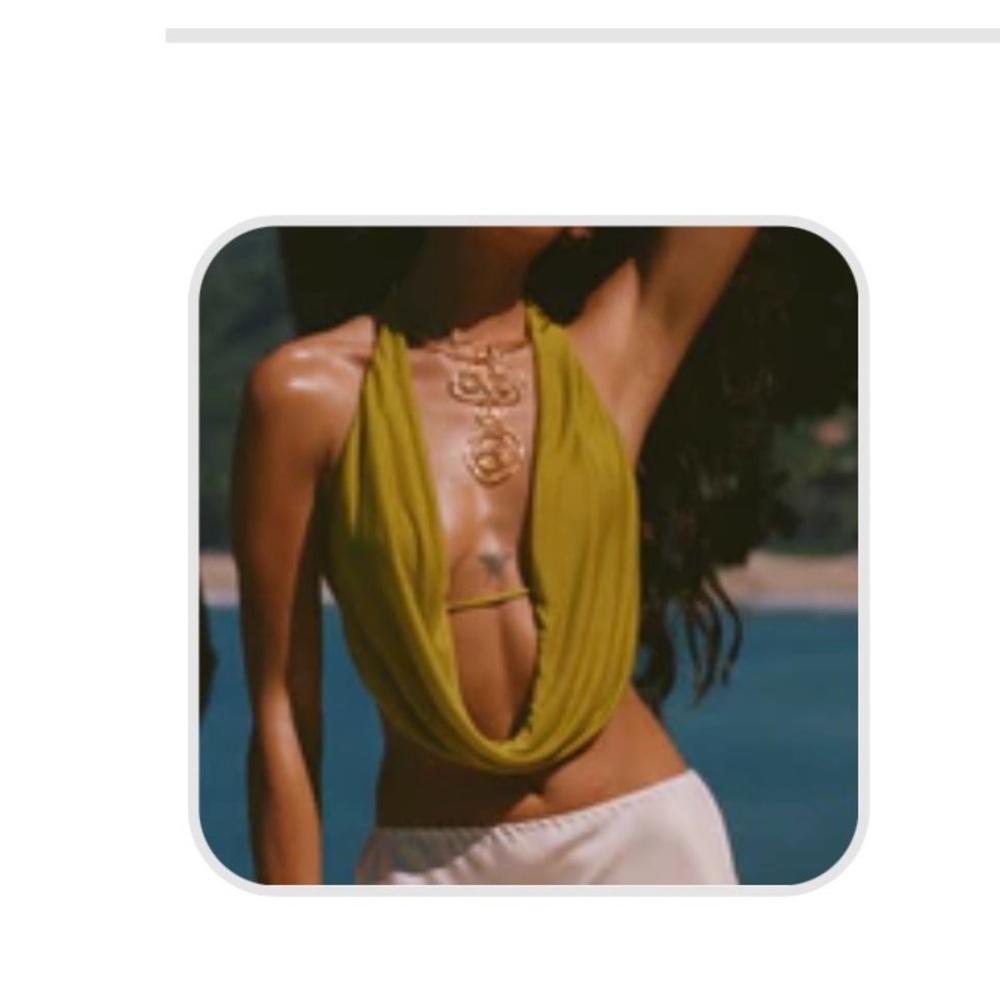 Indah Olive Green Draped Halter Crop Top